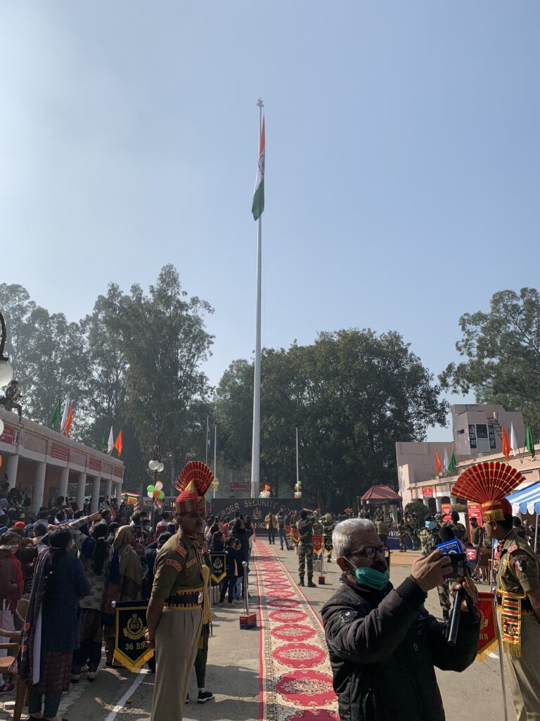 BSF hoist 131 ft high tri colour at Such...